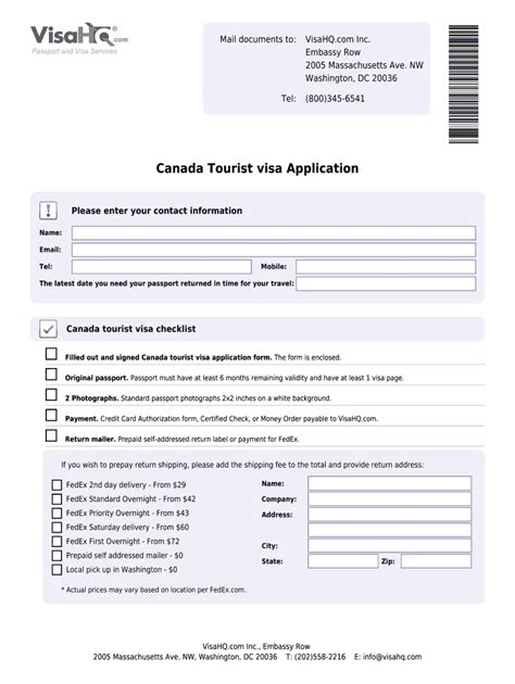 Fillable Online Canada Tourist Visa Application Fax Email Print Pdffiller