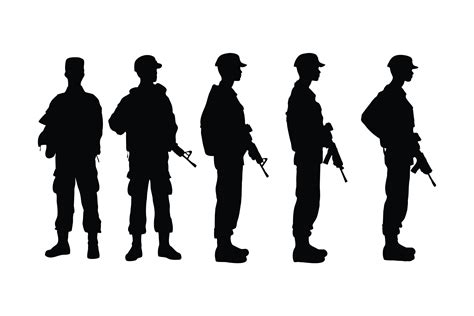 Infantry Soldiers Silhouette Set Vector Graphic By Iftikharalam