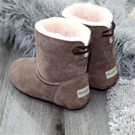 Factory Seconds Luxury Sheepskin Indoor Slipper Boots In Grey Or