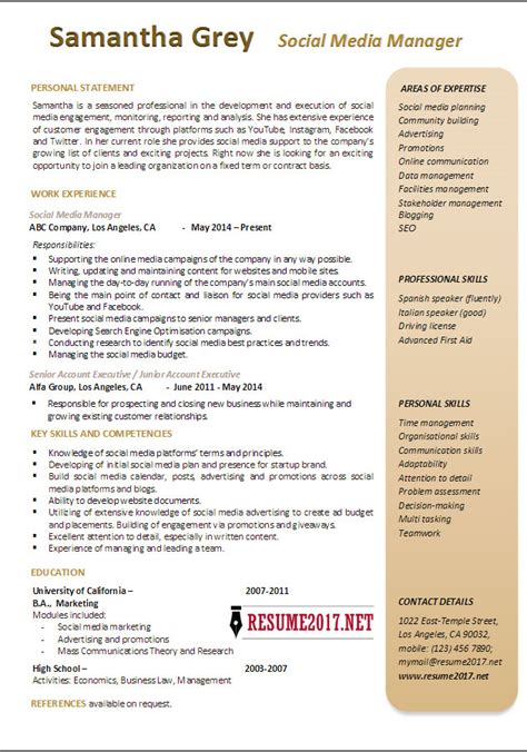 I want to make a dent in the universe (and help other people do the same) Social Media Manager Resume Examples 2017