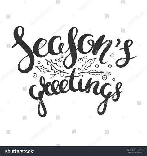 Seasons Greetings Hand Drawn Calligraphy Vector Stock Vector Royalty