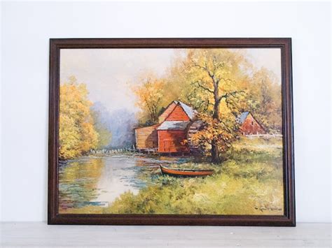 Vintage Framed Reproduction Robert Wood Painting Of A By Epochco