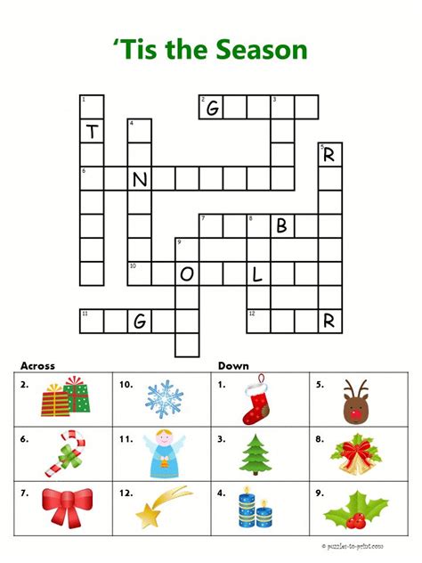 Easy Christmas Crossword  Christmas crossword, Christmas crossword