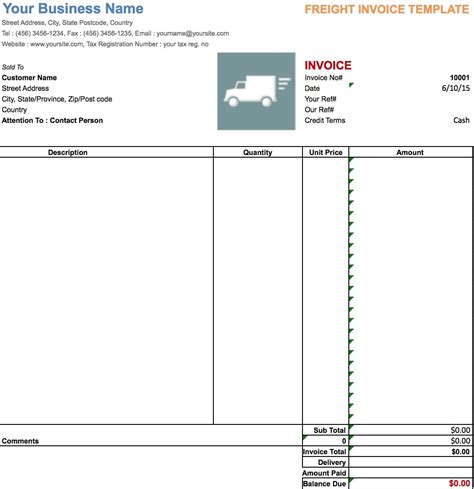 Trucking Invoice Template Excel