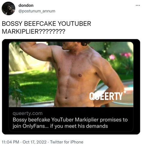 Bossy Beefcake Youtuber Markiplier Markiplier S Onlyfans Know Your Meme