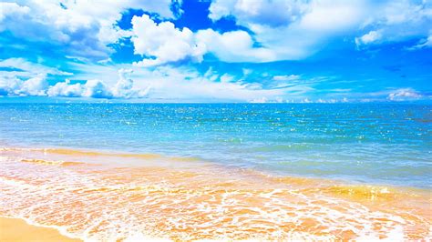 Beautiful Cloudy Blue Sky Above Blue And Brown Body Of Water During