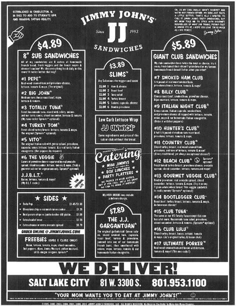 Jimmy Johns Catering Menu And Prices All Catering Menu Prices