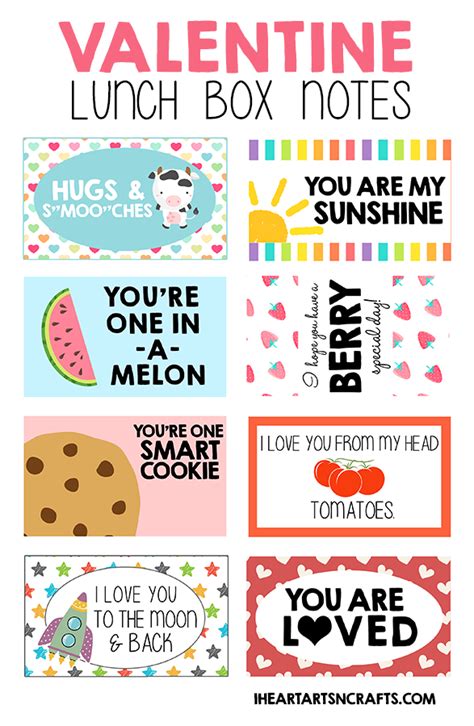Printable Valentine Lunch Box Notes
