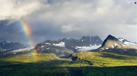 Great Rainbows Mountains Valley Beautiful Views Wallpapers 1600x900