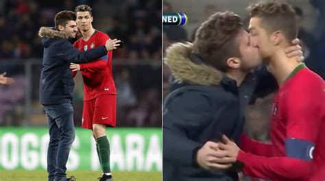 Cristiano Ronaldo Gets Kissed By Random Male Fan Hot Clicks Sports