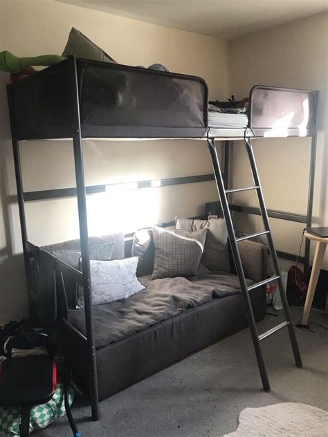 Ikea Grey Metal High Sleeper Bed Single Bunk Bedloft Bed Can Deliver