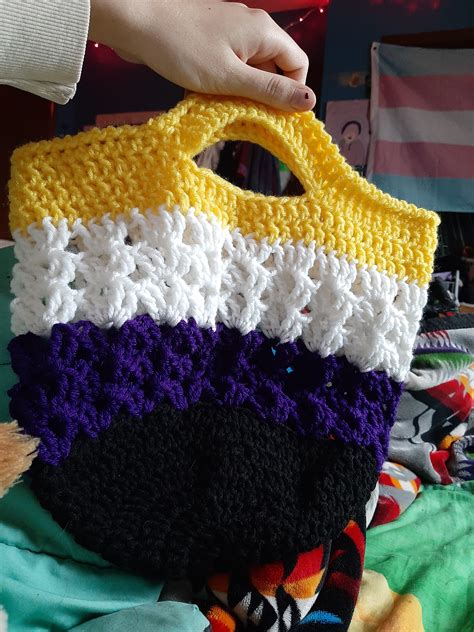 Bag I Made For My Partner 🖤💜🤍💛 Rcrochet