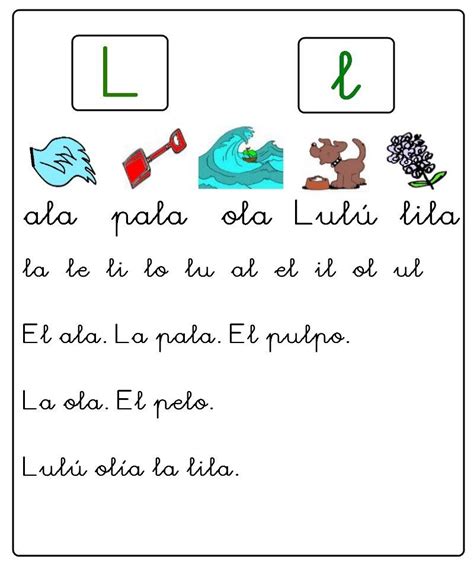 Letra L Lectura Y Escritura Lectoescritura Lectura