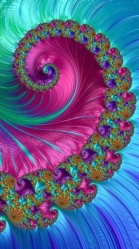 Blue Pink Spiral Fractal Art Print By Mo Barton Fractal Art