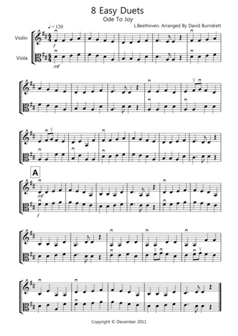 8 Easy Duets For Violin And Viola Arr David Burndrett Partitions
