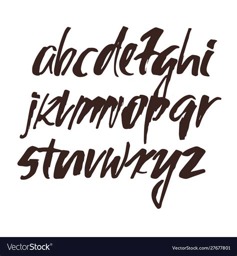 Alphabet Letters Black Handwritten Font Drawn Vector Image