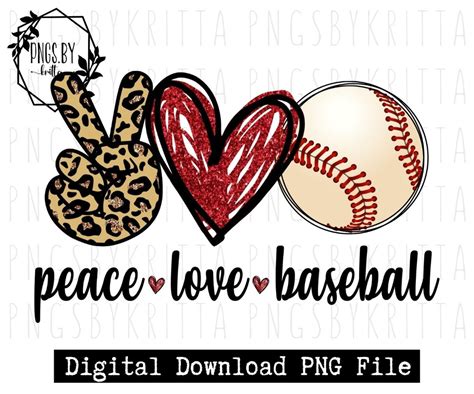 Peace Love Baseball PNG digital download PNG clipart files | Etsy