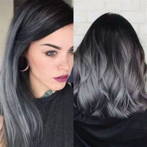 Black To Grey Ombre Hair Charcoal Grey Hair Silver Ombre Hair Silver