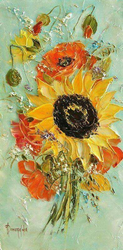 Sunflower Impasto Painting With Lots Of Texture