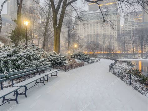 Central Park New York City Snow Storm — Stock Photo © Johnanderson