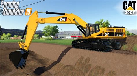 Farming Simulator 19 Caterpillar 390f Excavator Digs A Large Trench