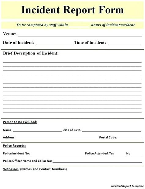Incident Report Form Template Doc 6 Templates Example Templates