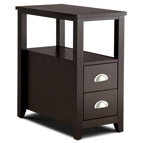 Gymax End Table Space Saving Rectangular Bedside Table W 2 Drawers