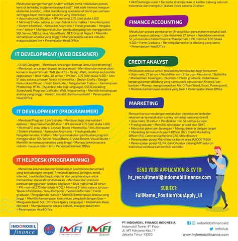 Temukan lowongan kerja terbaik dan karier impianmu bersama glints! Lowongan Kerja Lowongan Kerja PT Indomobil Finance Indonesia Terbaru Tahun 2019