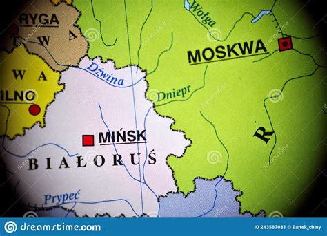Kaart Met De Grens Tussen Wit Rusland En Rusland Redactionele Foto Image Of Economie Minsk