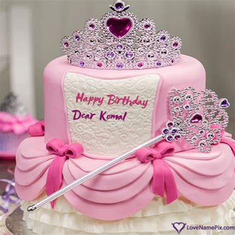 Write name on birthday cakes and cards wishes to her family. DEAR KOMAL Name Picture - Pretty Girl Crown Princess Birthday Cake in 2020 | Happy birthday ...