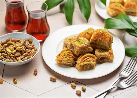 Premium Photo Turkish Traditional Desserts Baklava With Pistachio Nuts