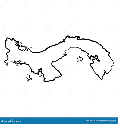 Mapa De Panam Desde El Contorno L Neas De Pincel Negro Diferente