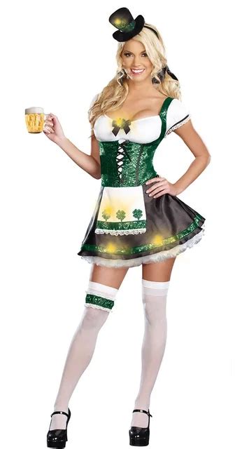 Free Shipping High Quality St Patricks Day Outfit Sexy Irish Girl Costume Sexy Halloween