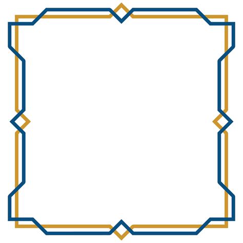 Simple Frames Of Arabic Islamic Geometry In Cream Gold And Blue Colors