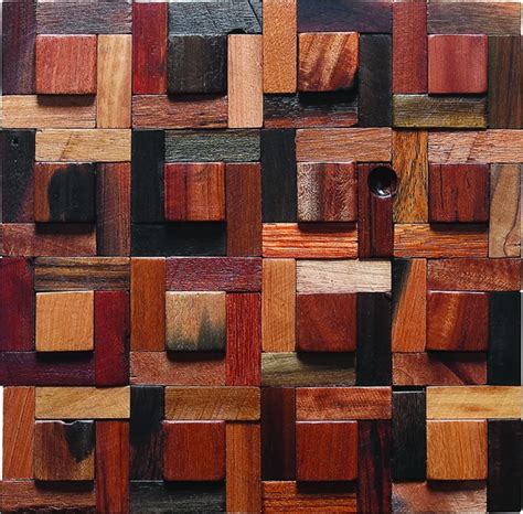 Irregular Reclaimed Wood Wall Tiles Country Style Colorful Wooden Tiled