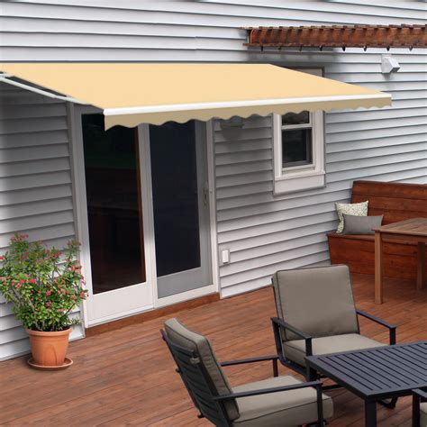 Aleko 16 X 10 Retractable Motorized Patio Awning Ivory Color