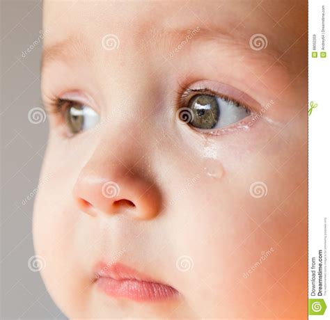 Sad Face Baby A Tear On The Face Stock Image Image Of