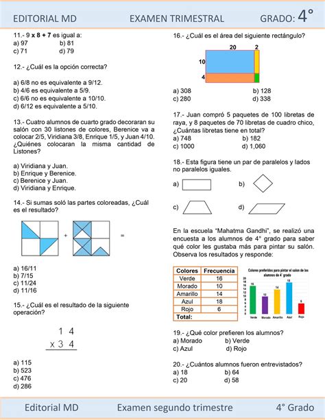 Examen Trimestral Cuarto Grado De Primaria Descargable