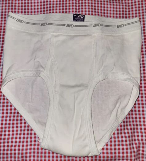 Vtg 90s Bvd Mens White Cotton Briefs Underwear Size Medium 34 1990