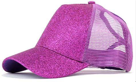 Hot Pink Glitter Baseball Cap—mesh Back Knobs Sf