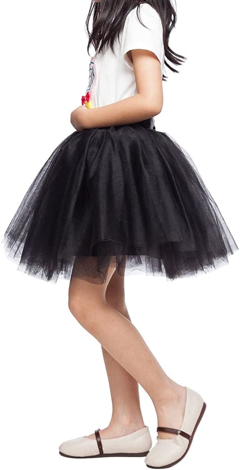 Little Girl Tutu Skirt A Line 7 Layers Tulle Skirt Party Black Size