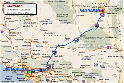 Tourist Map Of Usa Distance From Oceansideca To Las Vegasnv Los