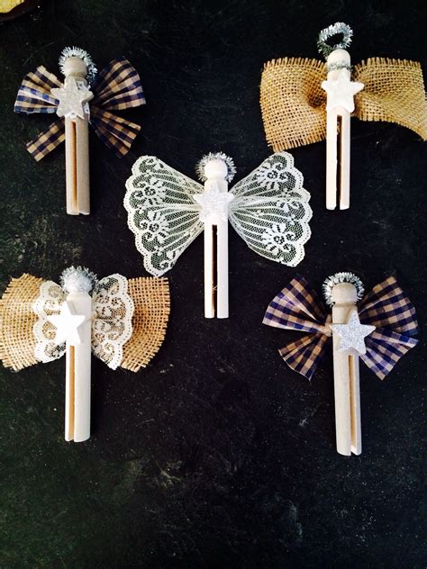 Clothespin Christmas Angels Use As Ornament And Attach At The End Of Branch Clothespin Crafts