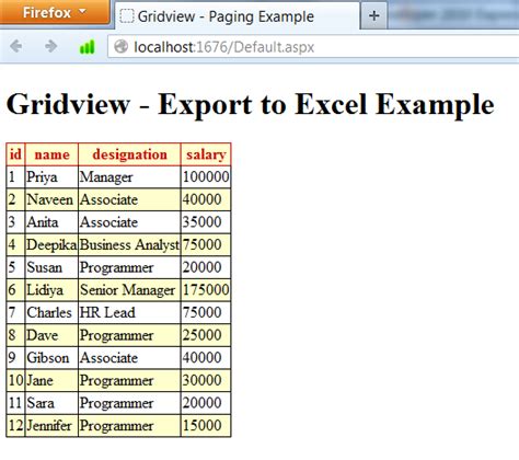 My First Using Asp Net Asp Net Export Grid View To Excel Hot Sex