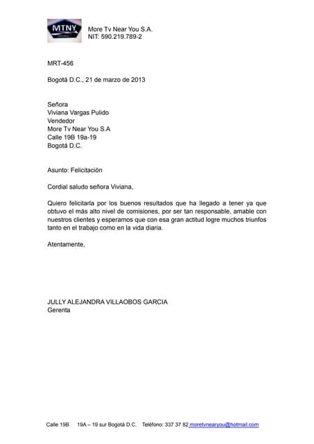 Carta felicitacion