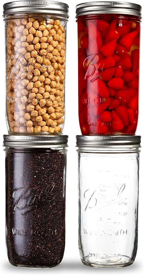 Ball Mason Jars Wide Mouth 24 Oz Bundle With Non Slip Jar