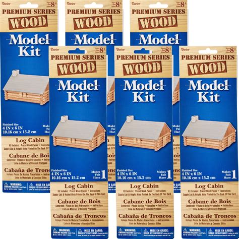 Wood Model Kit Log Cabin Multipack Of 6