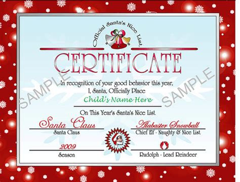 Editable certificate templates ready for you to download and customize for any occasion. Printable Santa's Nice List Certificate