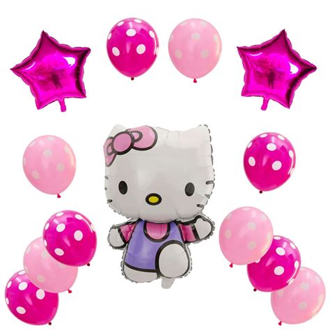 13pcs 4870cm Cartoon Hello Kitty Foil Helium Balloons Happy Birthday