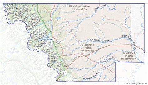Topographic Map Of Glacier County Montana Montana